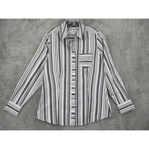 Foxcroft NYC Blouse Womens 4 Fitted Heritage Non Iron Striped Button Office